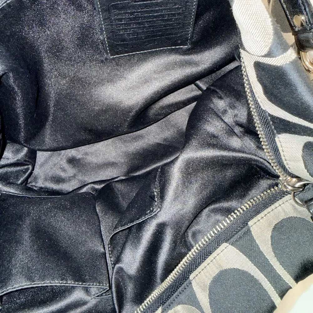Coach Black & Gray Signature Canvas Hobo Shoulder Bag